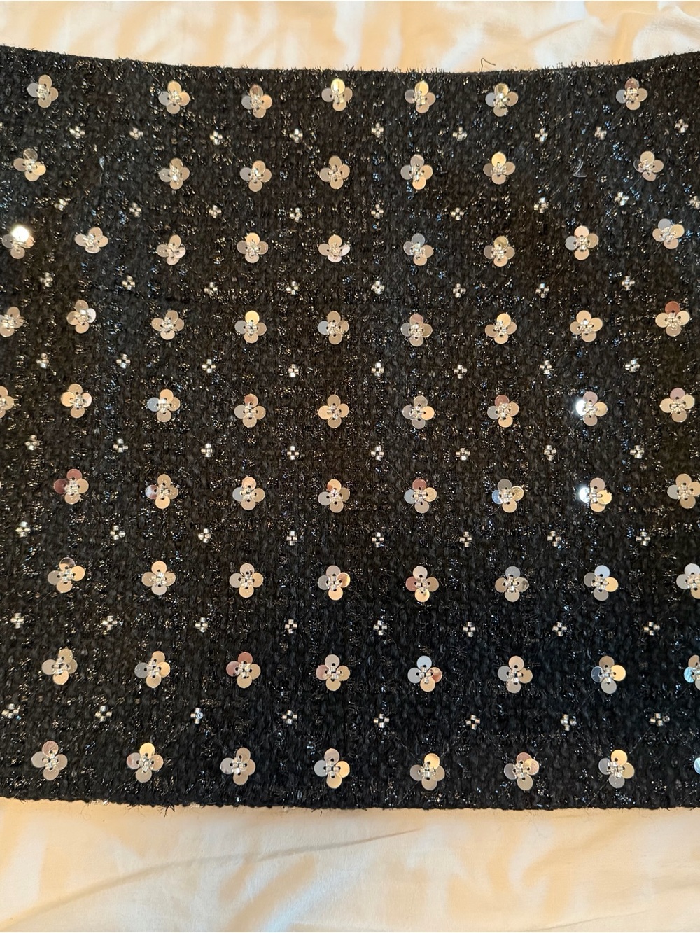 Black Floral Sequin Embellished Mini Skirt - Picture 4 of 6